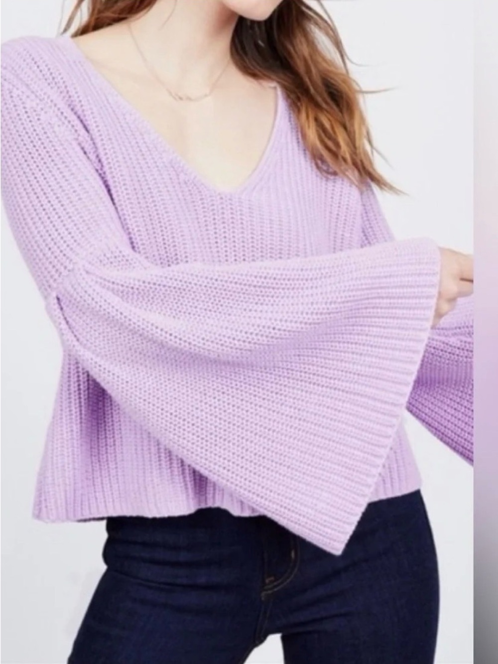 Free People Lavender Sweater with Bell Sleeves